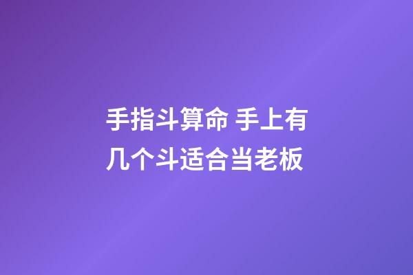 手指斗算命 手上有几个斗适合当老板